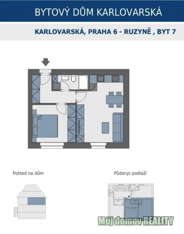 Pronájem bytu 2+kk, Praha - Ruzyně, Karlovarská, 41 m2