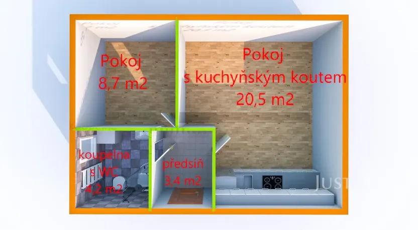 Pronájem bytu 2+kk, Staré Město, Hradišťská, 37 m2