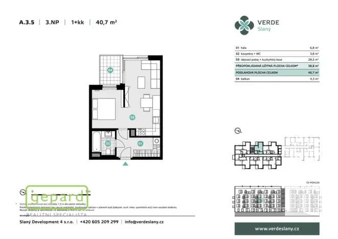 Prodej bytu 1+kk, Slaný, U Benaru, 38 m2