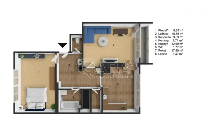 Pronájem bytu 2+1, Praha - Vršovice, Čeljabinská, 70 m2