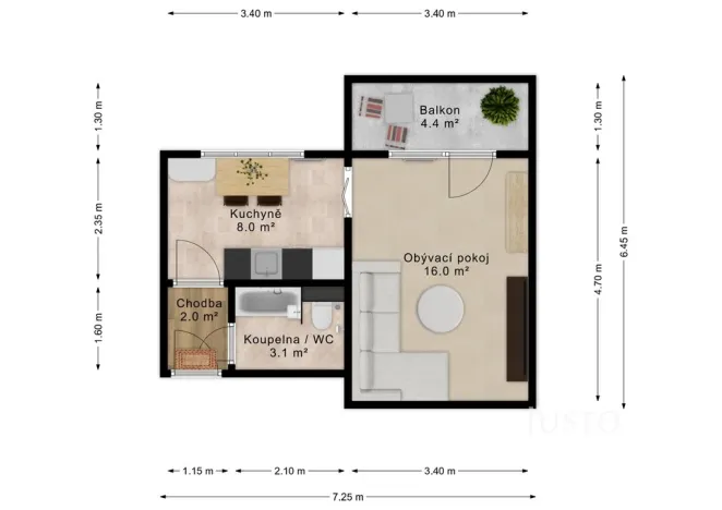 Prodej bytu 1+1, Bechyně, Písecká, 35 m2