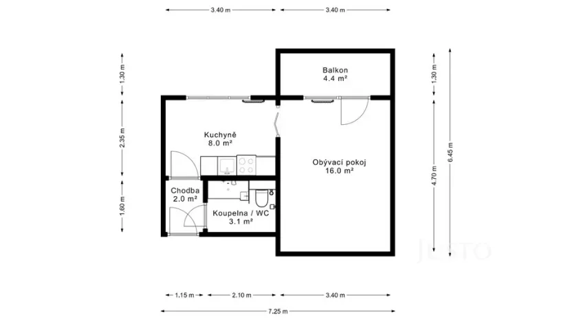 Prodej bytu 1+1, Bechyně, Písecká, 35 m2