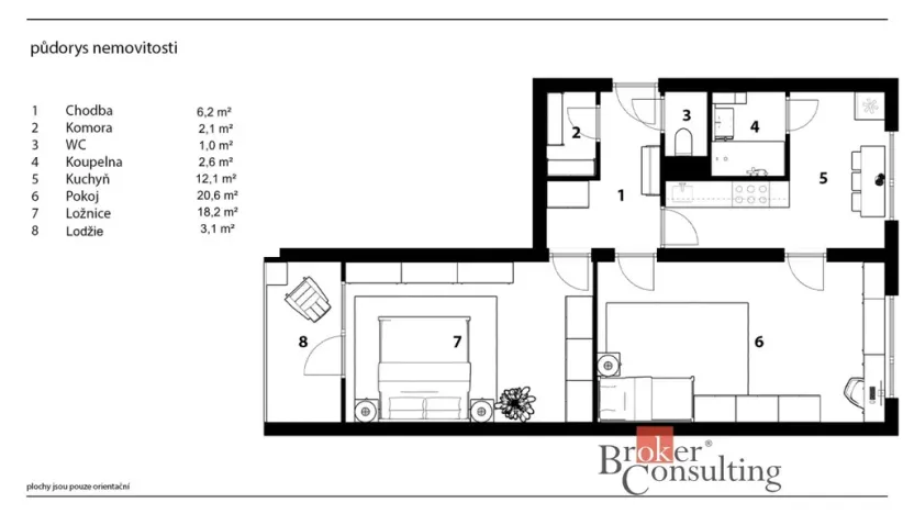 Prodej bytu 2+1, Hradec Králové - Moravské Předměstí, Štefánikova, 62 m2
