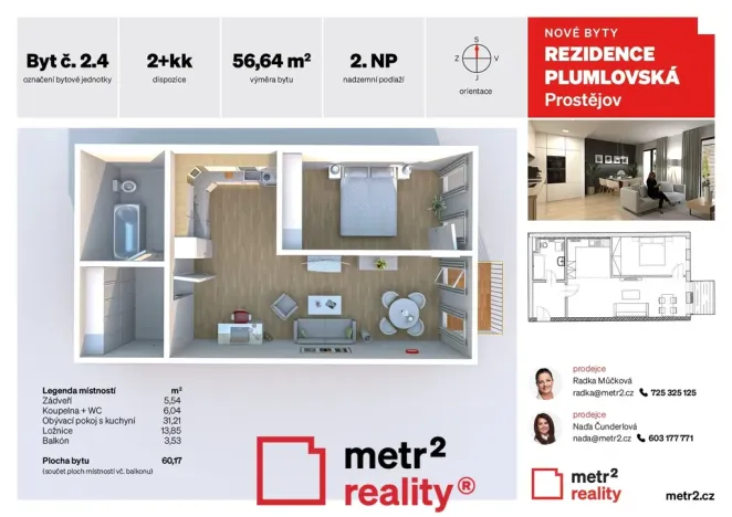 Prodej bytu 2+kk, Prostějov, Plumlovská, 60 m2