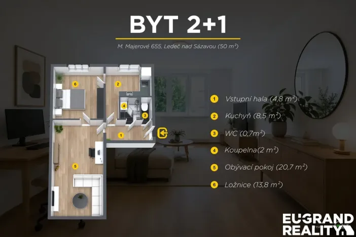 Prodej bytu 2+1, Ledeč nad Sázavou, Marie Majerové, 50 m2