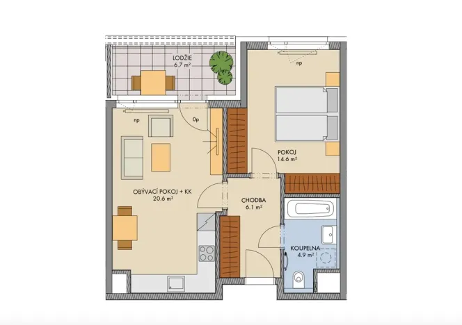 Prodej bytu 2+kk, Praha - Hlubočepy, náměstí Olgy Scheinpflugové, 47 m2