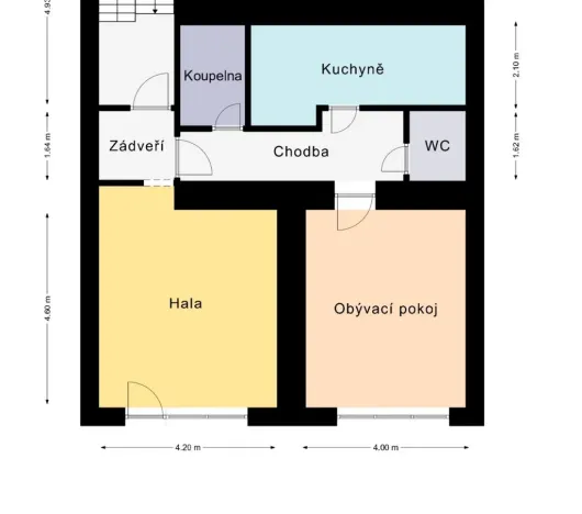 Pronájem bytu 1+1, Hulín, nám. Míru, 45 m2