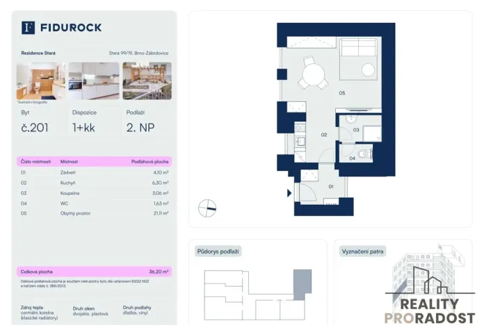 Pronájem bytu 1+kk, Brno, Stará, 36 m2