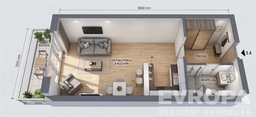 Prodej bytu 1+kk, Praha - Řeporyje, Kakosova, 36 m2