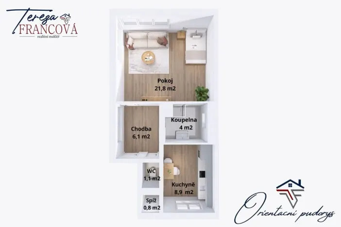 Pronájem bytu 1+1, Prostějov, Riegrova, 43 m2