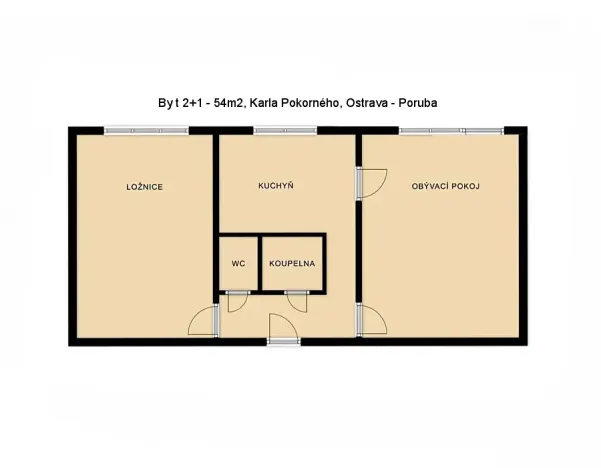 Pronájem bytu 2+1, Ostrava, Karla Pokorného, 54 m2