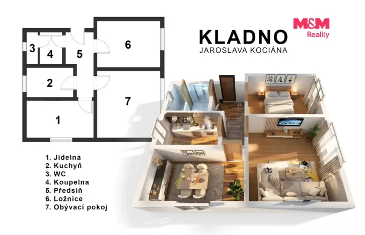 Prodej bytu 3+1, Kladno - Kročehlavy, Jarosl. Kociána, 60 m2