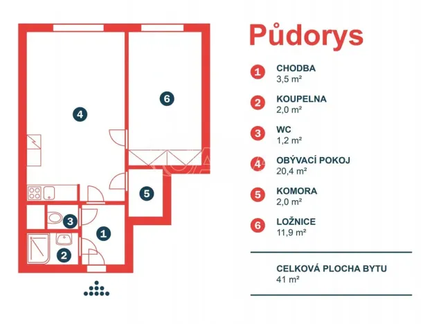 Pronájem bytu 2+kk, Praha - Modřany, Daškova, 41 m2