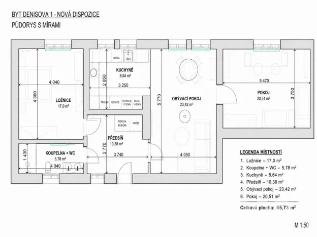 Pronájem bytu 3+kk, Břeclav, Denisova, 86 m2