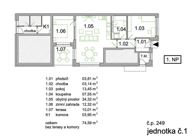 Pronájem bytu 3+kk, Mladá Boleslav - Chrást, 74 m2