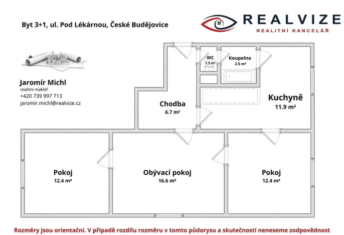 Prodej bytu 3+1, České Budějovice, Pod Lékárnou, 65 m2