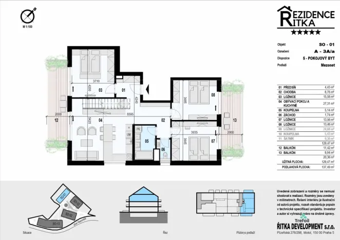 Prodej bytu 5+kk, Řitka, Všenorská, 129 m2