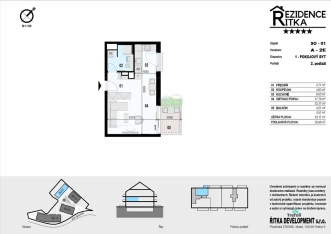 Prodej bytu 1+kk, Řitka, Všenorská, 33 m2