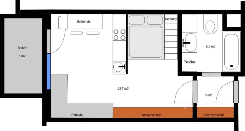 Pronájem bytu 1+kk, Praha - Dolní Měcholupy, Kardausova, 32 m2