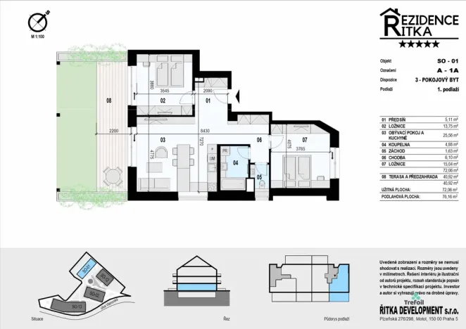 Prodej bytu 3+kk, Řitka, Všenorská, 72 m2