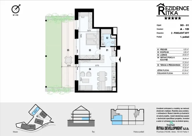 Prodej bytu 2+kk, Řitka, Všenorská, 57 m2