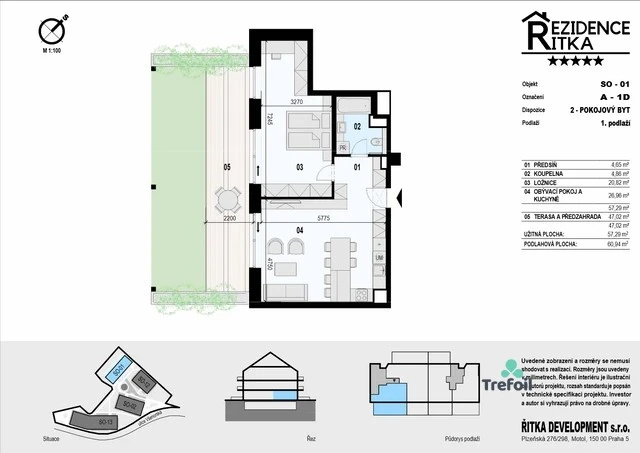 Prodej bytu 2+kk, Řitka, Všenorská, 57 m2