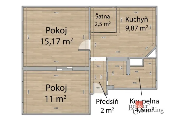 Prodej bytu 2+1, Tmaň, Sídliště, 49 m2