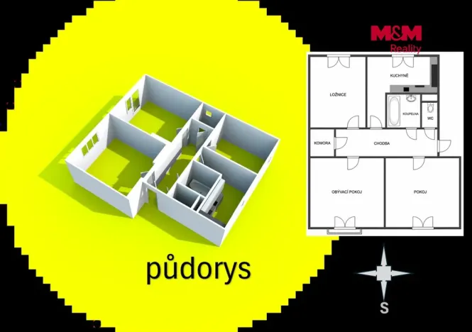 Pronájem bytu 3+1, Velký Osek, Revoluční, 60 m2