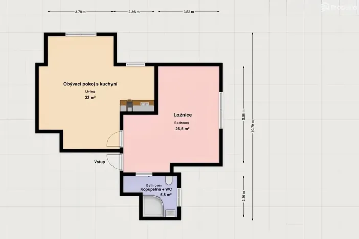 Pronájem bytu 2+kk, Brno, Lerchova, 64 m2