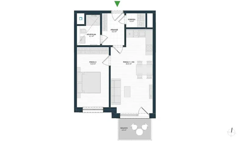 Pronájem bytu 2+kk, Praha - Hostivař, Nurmiho, 54 m2