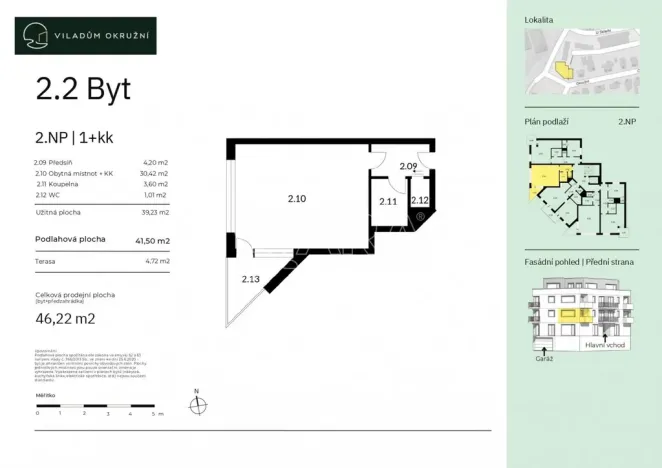 Prodej bytu 1+kk, Praha - Modřany, Okružní, 42 m2