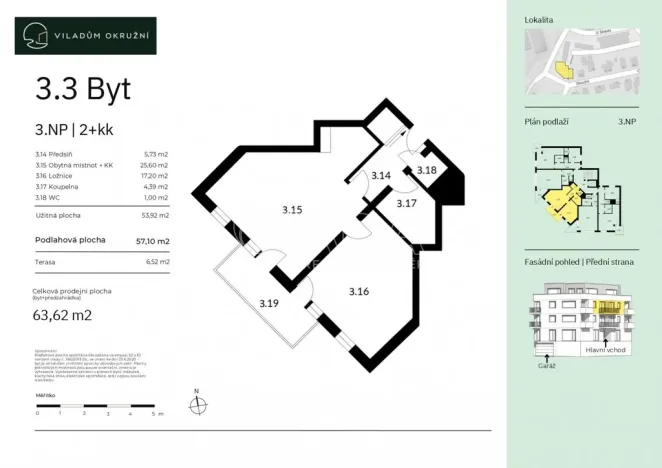 Prodej bytu 2+kk, Praha - Modřany, Okružní, 57 m2