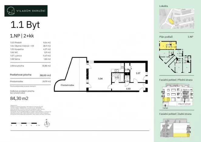 Prodej bytu 2+kk, Praha - Komořany, Okružní, 58 m2