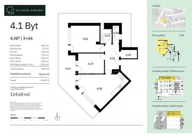 Prodej bytu 3+kk, Praha - Komořany, Okružní, 76 m2