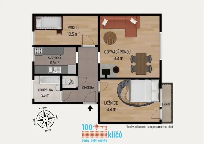 Prodej bytu 3+1, Budiměřice, 61 m2