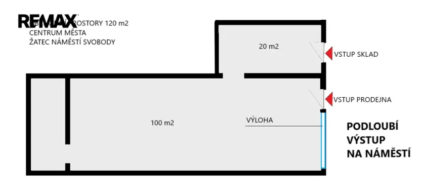 Pronájem obchodního prostoru, Žatec, náměstí Svobody, 100 m2