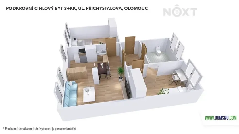 Pronájem bytu 3+kk, Olomouc, Přichystalova, 67 m2