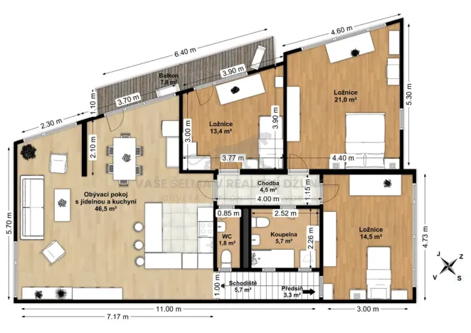 Prodej bytu 4+kk, Praha - Vysočany, Skloněná, 116 m2