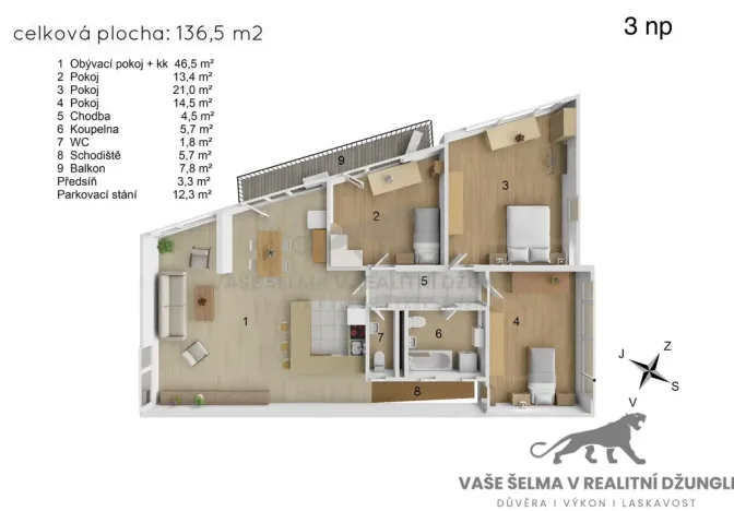 Prodej bytu 4+kk, Praha - Vysočany, Skloněná, 116 m2