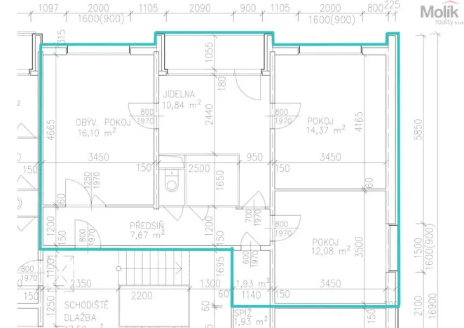 Pronájem bytu 3+1, Teplice - Trnovany, Gagarinova, 70 m2