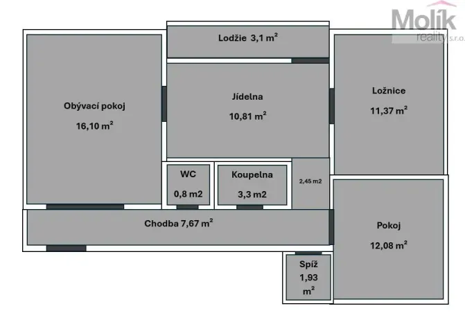 Pronájem bytu 3+1, Teplice - Trnovany, Gagarinova, 70 m2