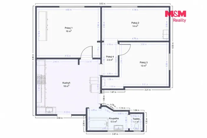 Pronájem bytu 3+1, Praha - Hostivař, V nové čtvrti, 79 m2