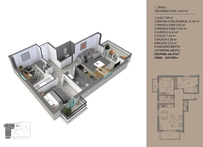 Prodej bytu 3+kk, Dobrota, Černá Hora, 104 m2