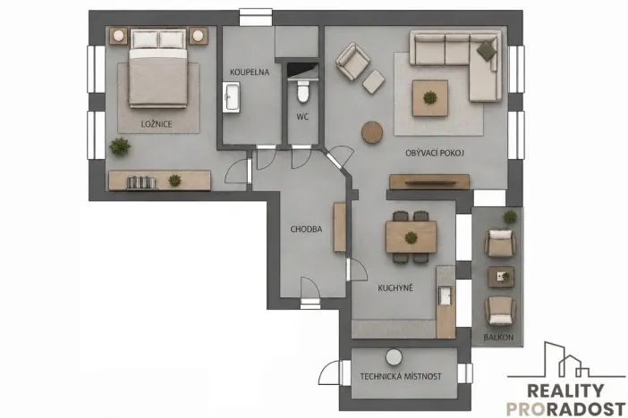 Prodej bytu 2+1, Morkovice-Slížany - Morkovice, 63 m2