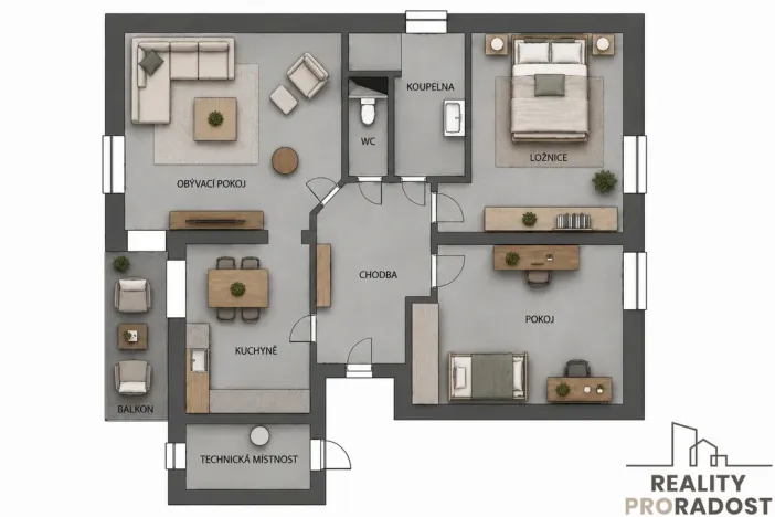 Prodej bytu 3+1, Morkovice-Slížany - Morkovice, 79 m2