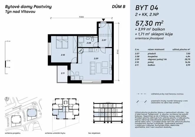 Prodej bytu 2+kk, Týn nad Vltavou, Na pastvinách, 56 m2