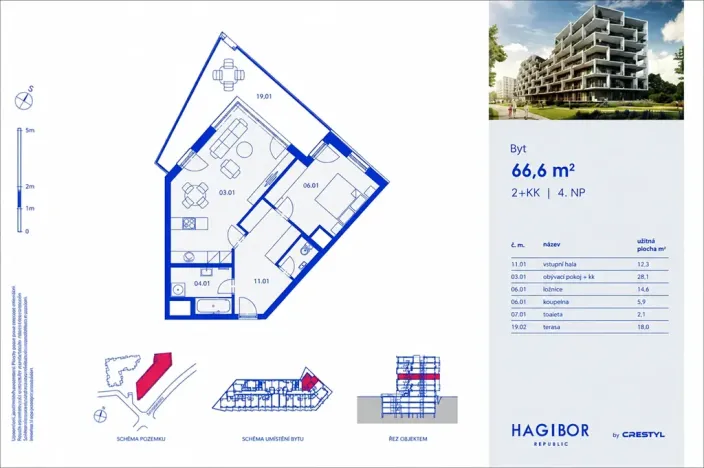 Pronájem bytu 2+kk, Praha - Strašnice, Ramonova, 67 m2