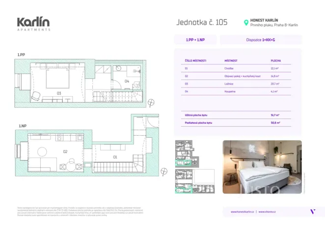 Prodej bytu 2+kk, Praha - Karlín, Prvního pluku, 49 m2