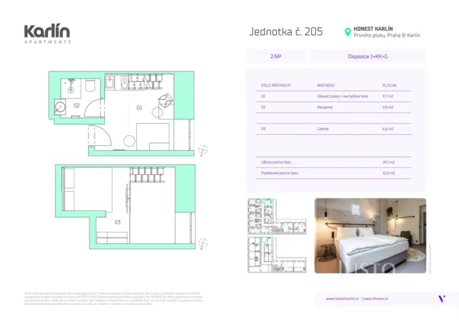 Prodej bytu 1+kk, Praha - Karlín, Prvního pluku, 19 m2