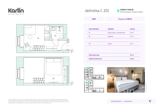 Prodej bytu 1+kk, Praha - Karlín, Prvního pluku, 21 m2